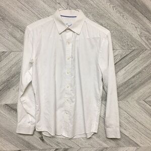 Tasso Elba | White Floral Dress Shirt Size Small
